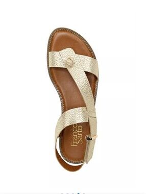 Franco Sarto Gold Glenni Leather Sandals Size 8.5